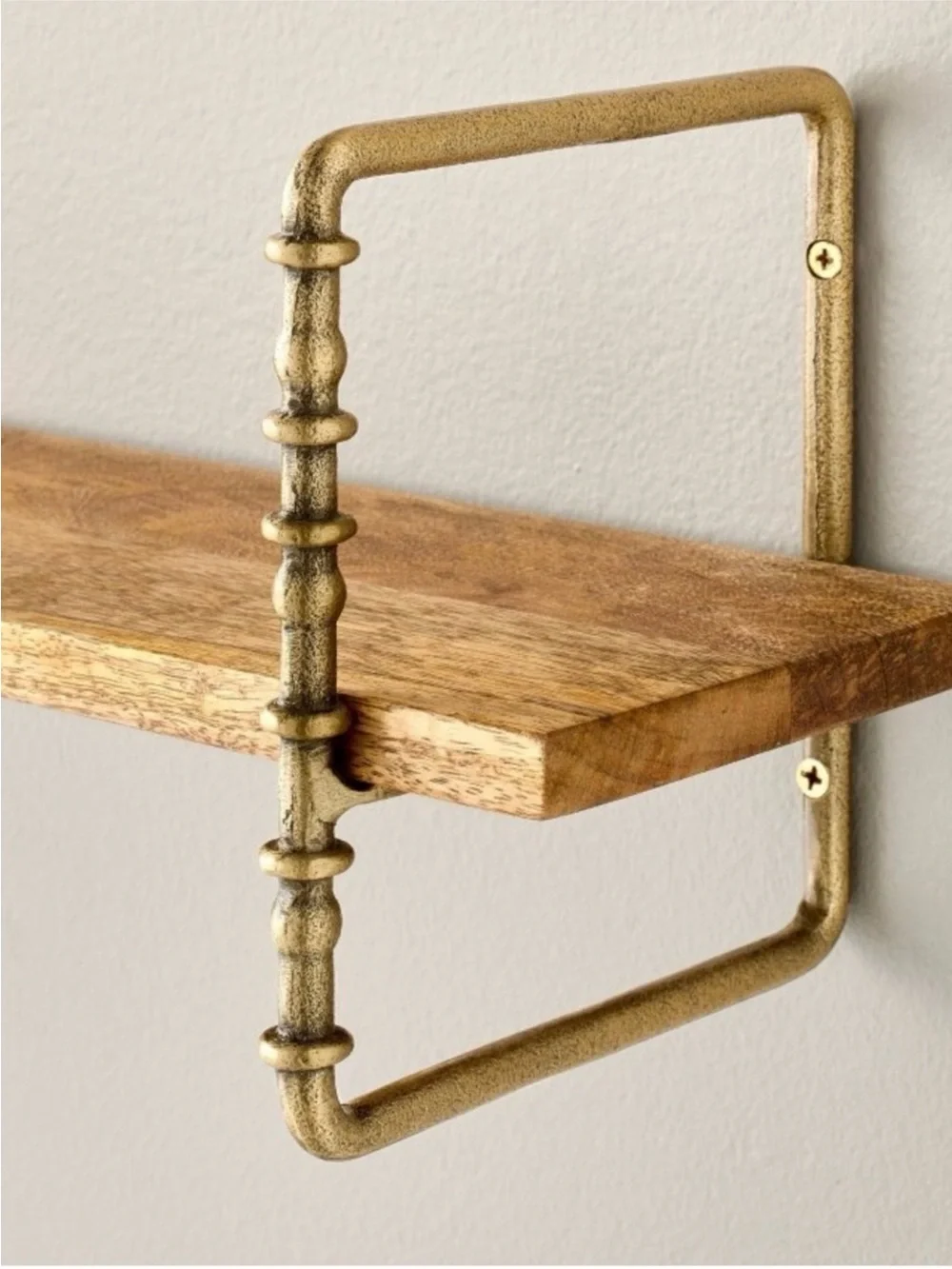 Hearth & Hand Magnolia Twisted Brass Wood Wall Shelf